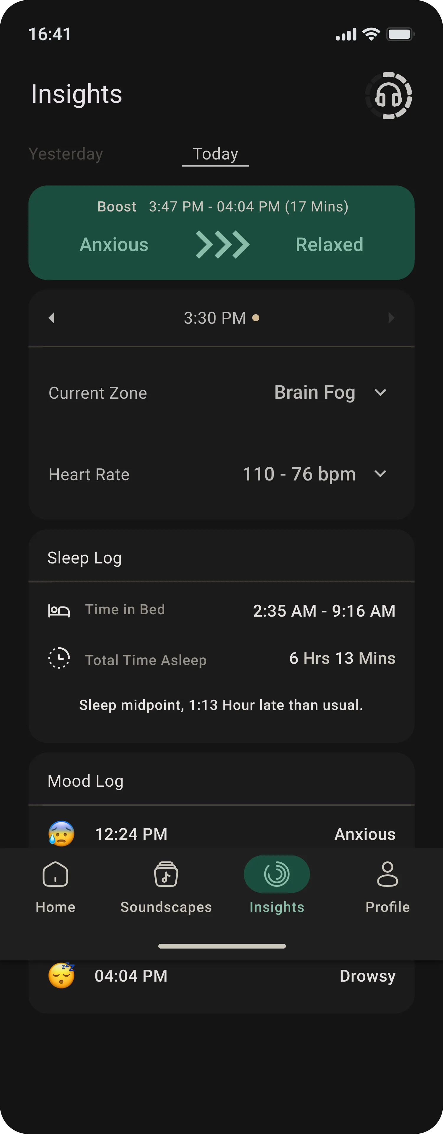Sychedelic companion app screen